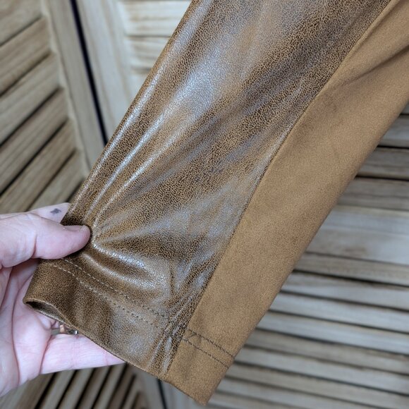 Allison Daley Faux Leather Open Front Jacket Brown Size 18W - Picture 2 of 11